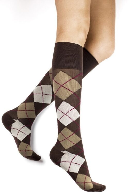 Medi Rejuva 20-30 mmHg Compression Knee High Argyle Chestnut Unisex