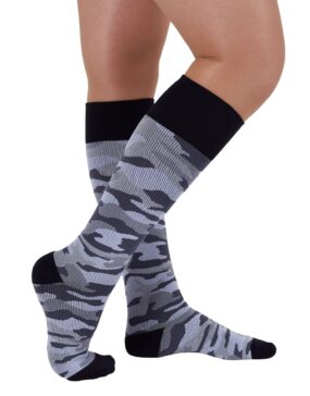 Medi Rejuva 20-30 mmHg Compression Knee High Camo Unisex Black/Grey