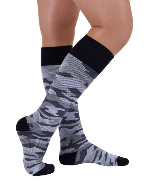 Medi Rejuva 20-30 mmHg Compression Knee High Camo Unisex Black/Grey