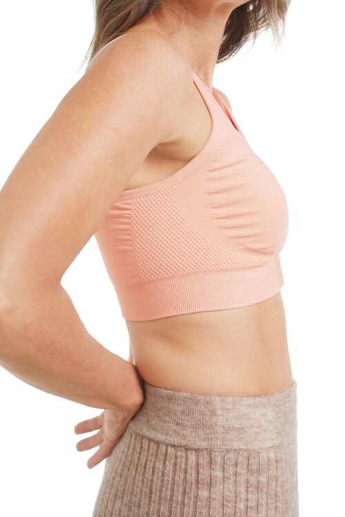 Amoena Emilia Seamless Post Surgical Compression Bra Front Zip Rose Nude, White and Black - Image 6