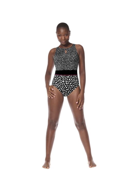 Amoena 71655 Manila High Neck One Piece Bathing Suit Black/White - Image 2